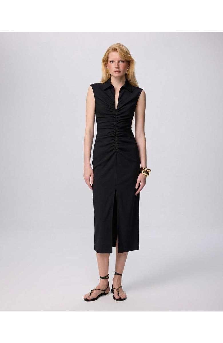 THEO The Label Thetis Techno Ruched Front Dress, Main, color, Black