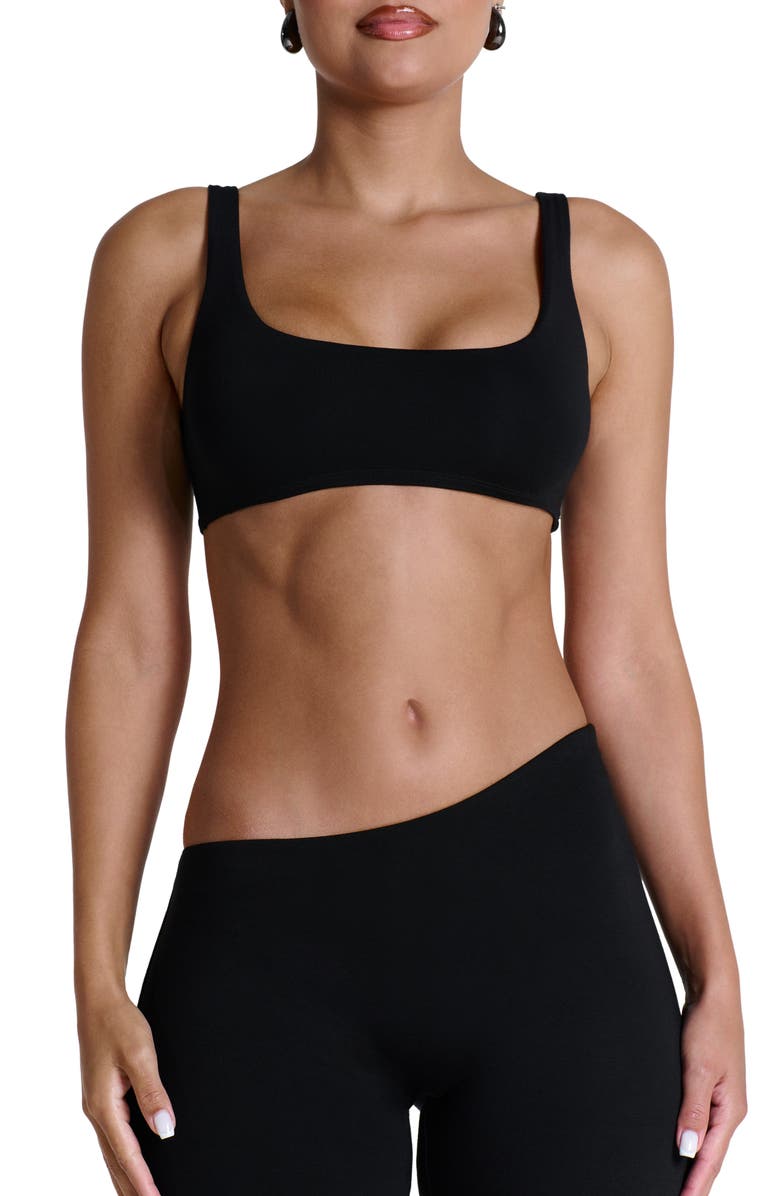 Naked Wardrobe Smooth Crop Top, Main, color, Black