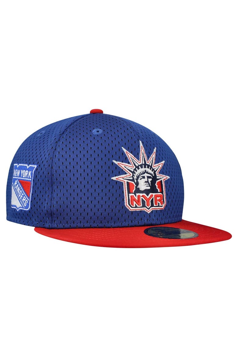 Men's New Era Blue/Red New York Rangers Mesh Crown Two-Tone 59FIFTY Fitted Hat, Main, color, Blue