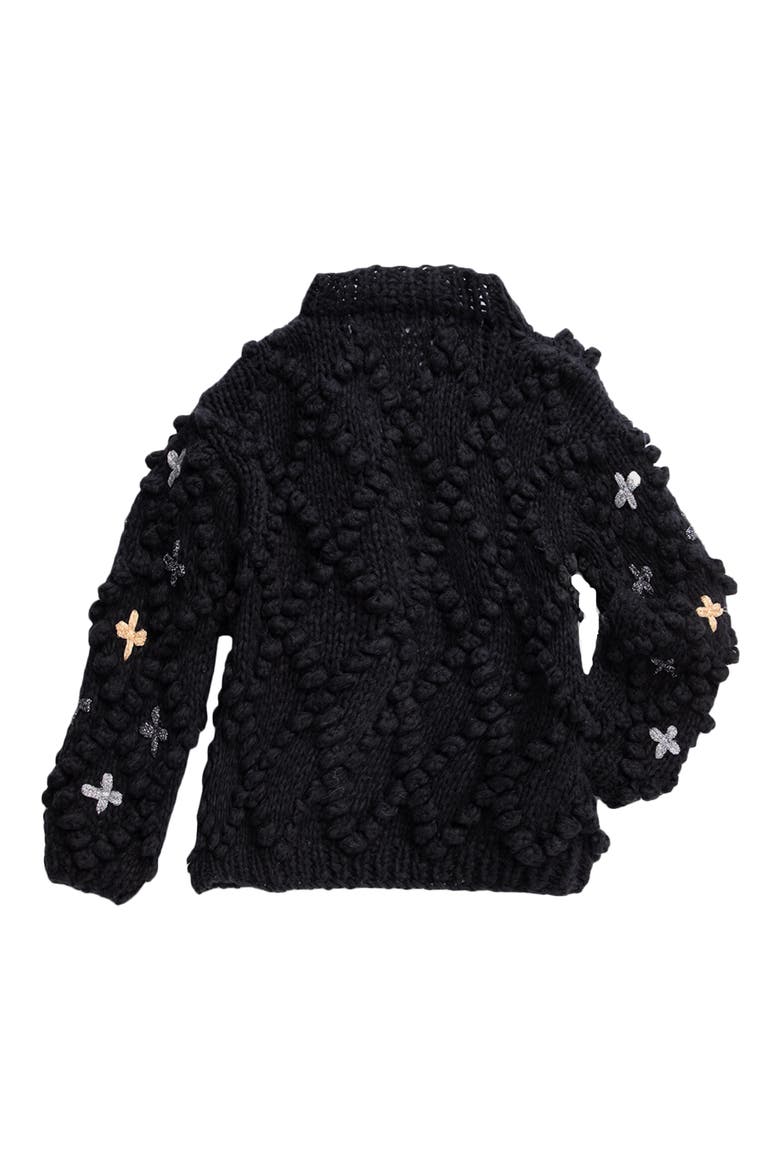 Aria Crochet Cardigan, Alternate, color, BLACK