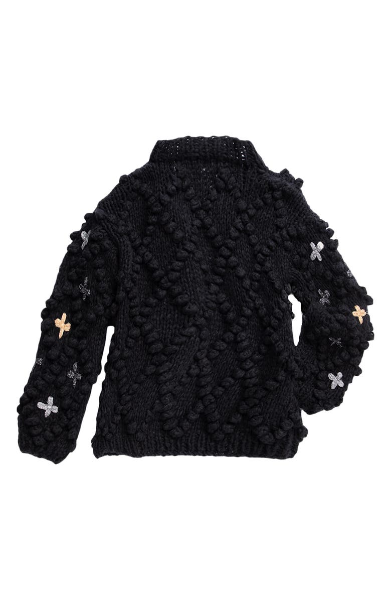SAACHI Aria Crochet Cardigan, Alternate, color, Black