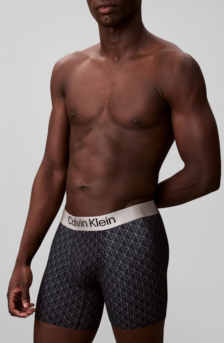 Calvin Klein Brushed Microfiber Jersey Boxer Briefs, Alternate, color, Black/ Ashford Gray