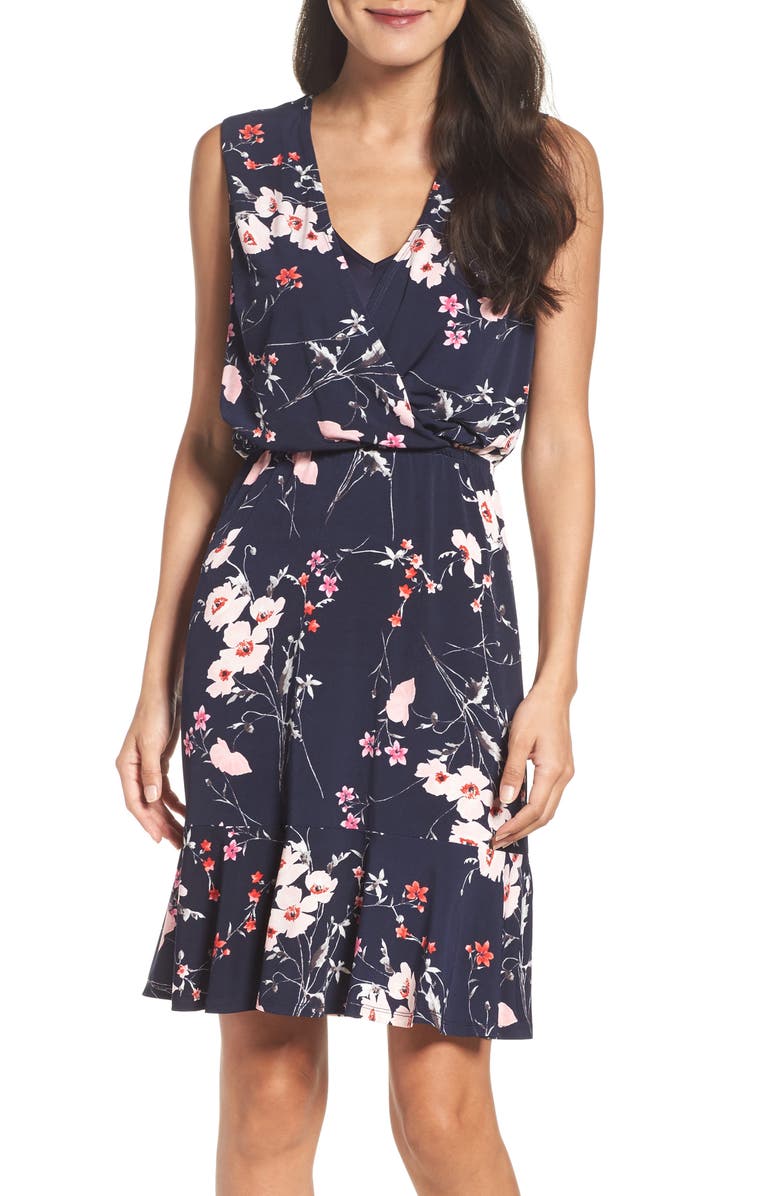 Eliza J Floral Ruffle Hem Dress, Alternate, color,