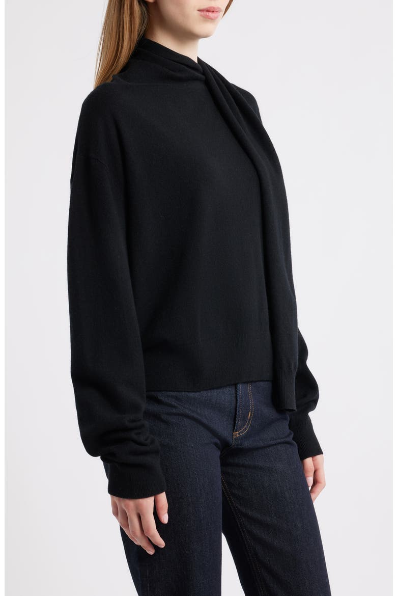 Cortina Scarf Neck Wool & Cashmere Sweater, Alternate, color, BLACK