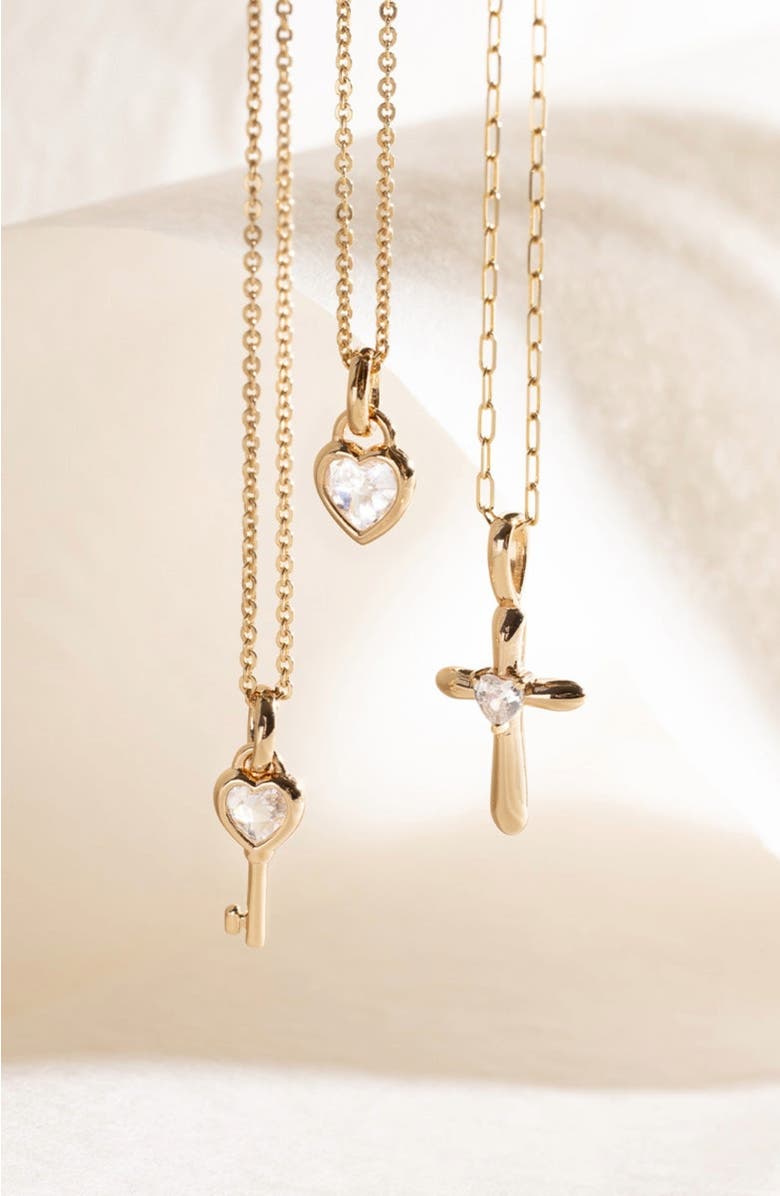 MADE BY MARY CZ Heart Cross Charm, Alternate, color, Gold