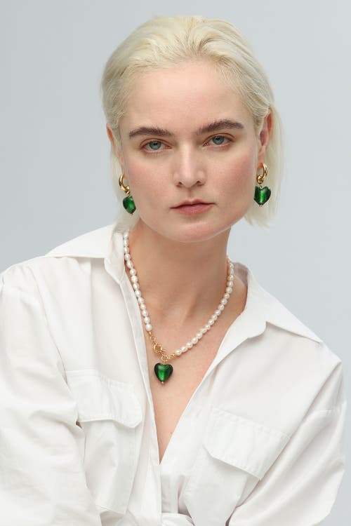 Classicharms Esmee Glaze Heart Pendant Baroque Pearl Necklace In Red