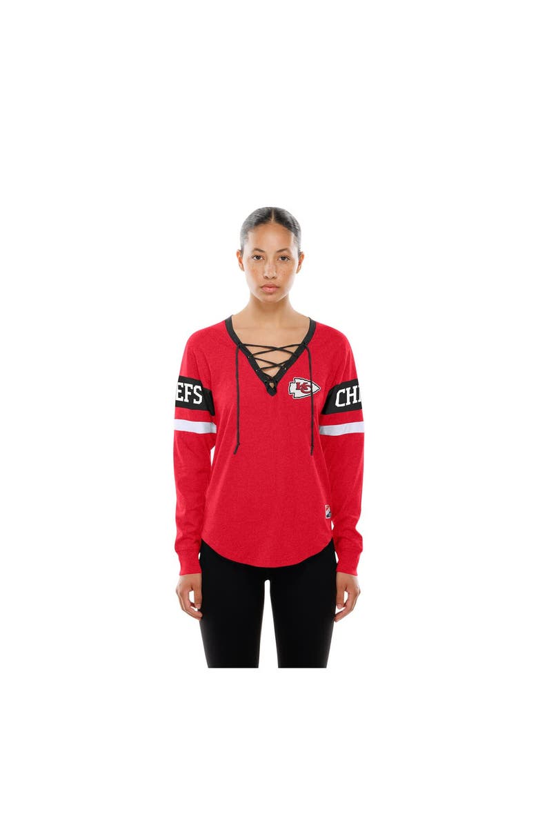 New Era Women's New Era  Red Kansas City Chiefs Throwback Lace-Up Long-Sleeve T-Shirt, Alternate, color, Red