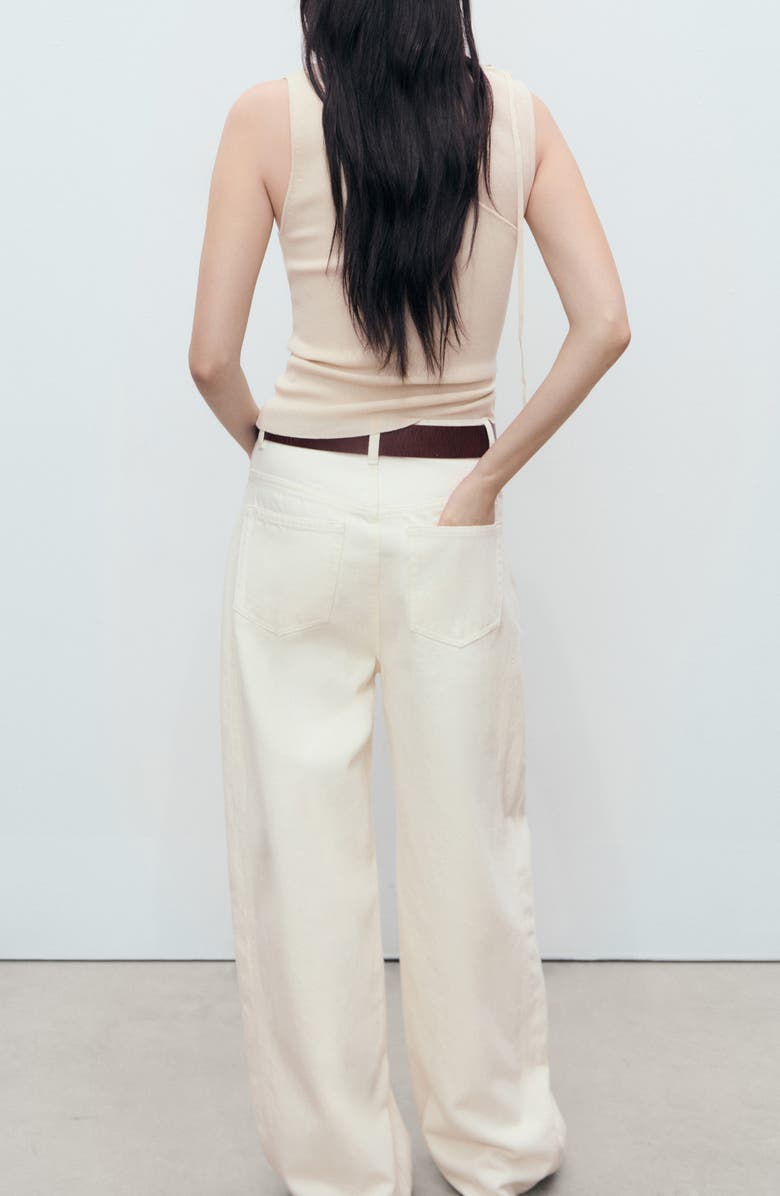 MANGO Cutout Crossover Knit Top, Alternate, color, Ecru