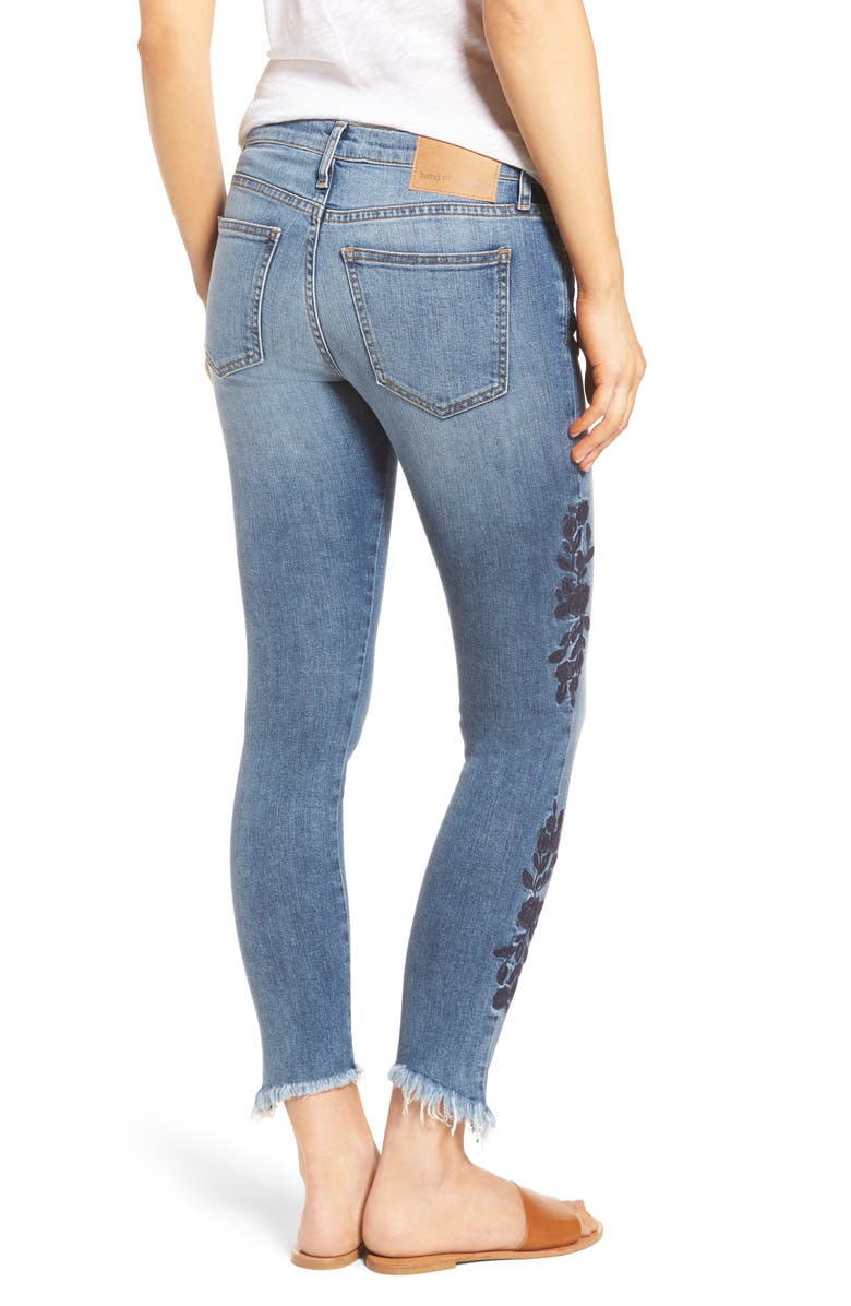 Band of Gypsies Lola Embroidered Ankle Jeans, Alternate, color, 