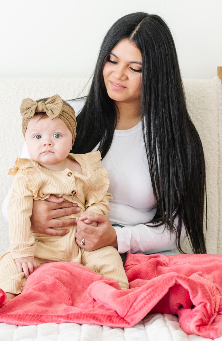 SARANONI Lush Faux Fur Receiving Blanket, Alternate, color, Primrose