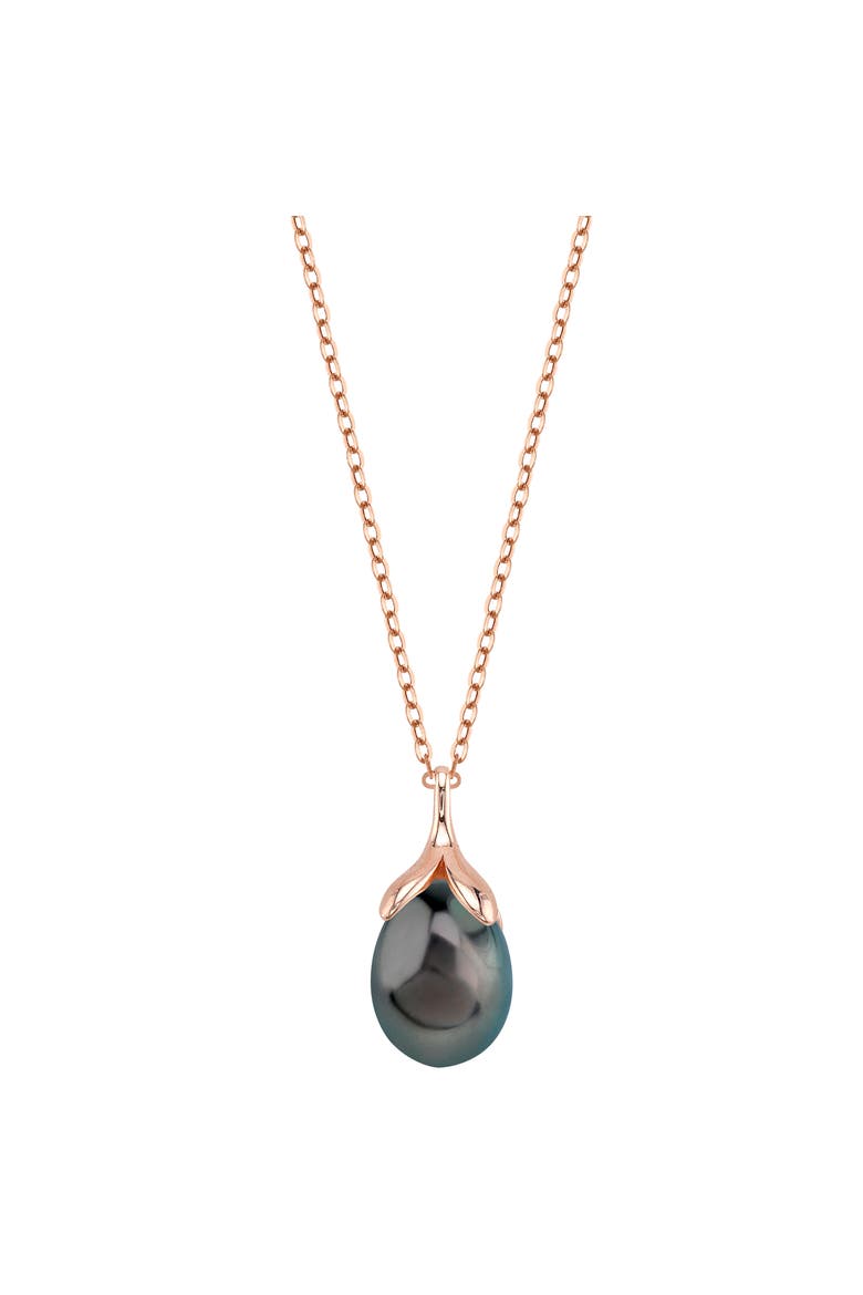 10-11mm Tahitian South Sea Pearl Rose Gold Plated Olive Pendant, Main, color, Rose Gold Plated