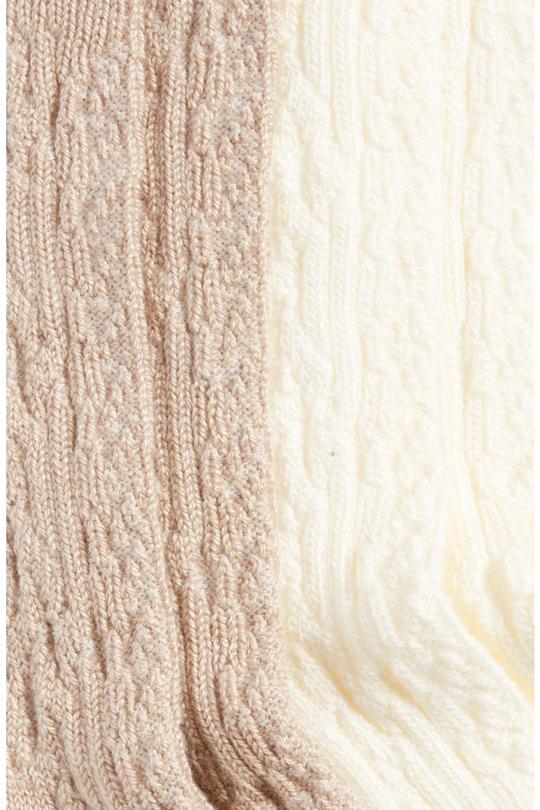 Assorted 2-Pack Cable Crew Socks, Alternate, color, IVORY