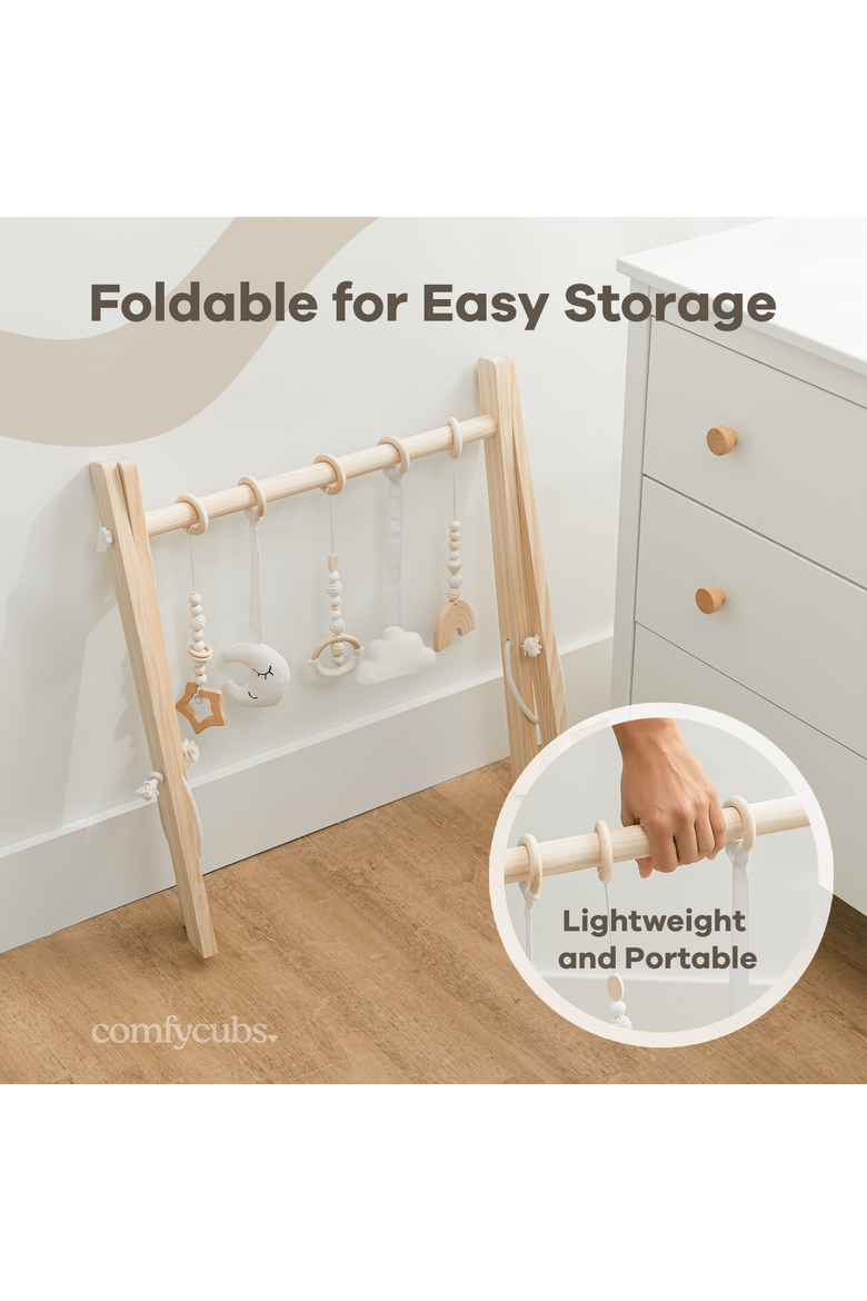 Wooden Baby Play Gym Set, Alternate, color, Natural Wood