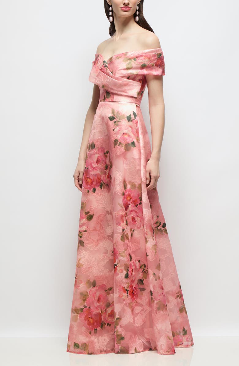 Dessy Collection Karr Floral Jacquard Off the Shoulder Organza Gown, Alternate, color,