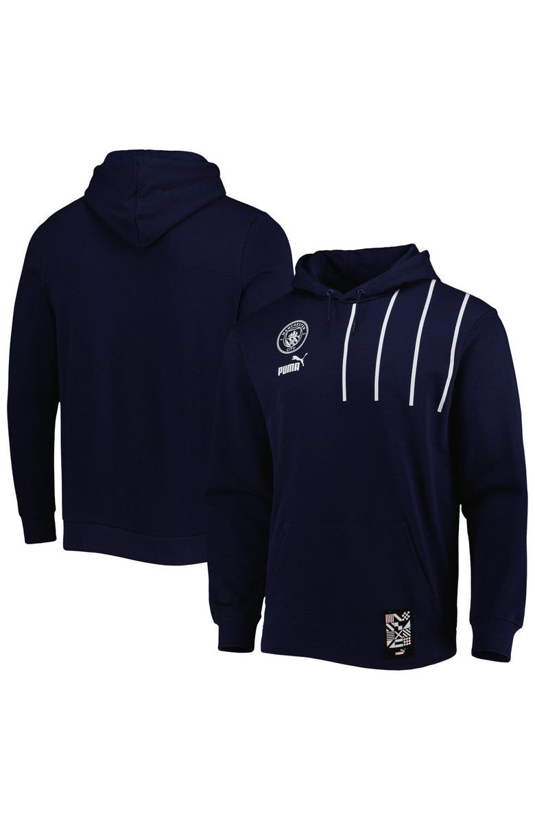PUMA Men's Puma Navy Manchester City FtblCulture Pullover Hoodie, Alternate, color,