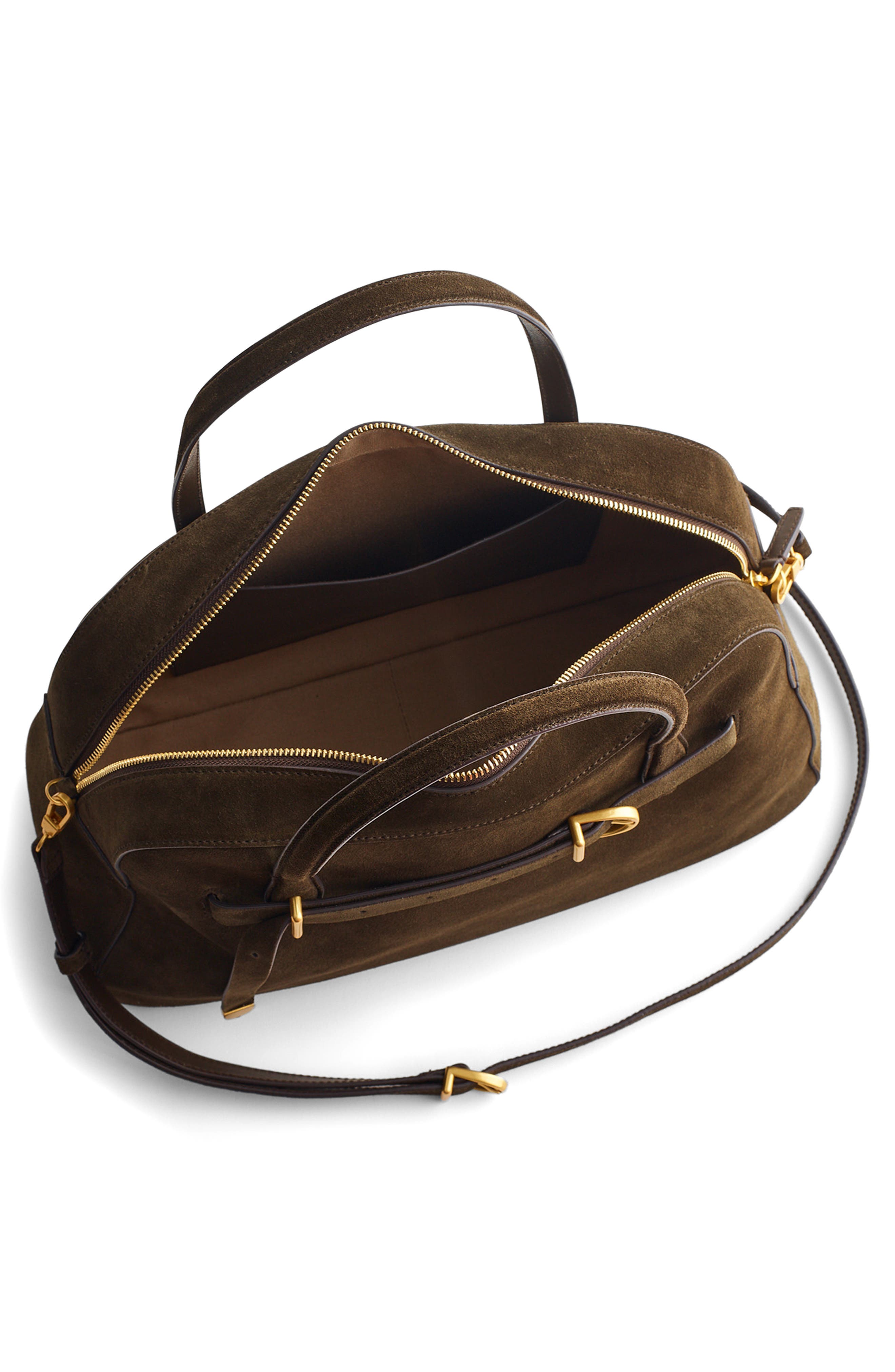 Madewell The Belted Suede Satchel, Alternate, color, Expedition Green