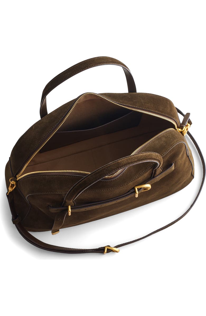 Madewell The Belted Suede Satchel, Alternate, color, Expedition Green