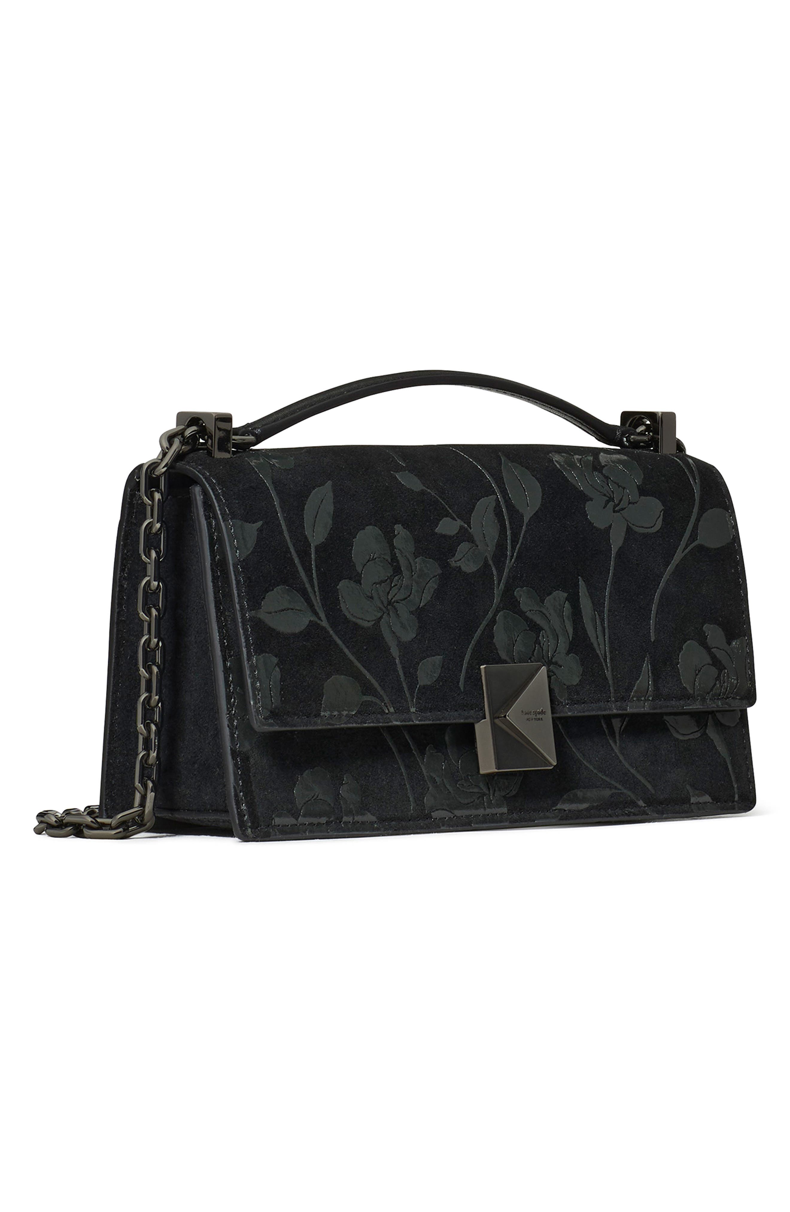 Kate Spade New York deco uptown blooms suede convertible shoulder bag, Alternate, color, 