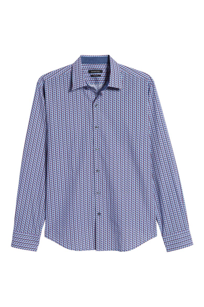 Shaped Fit Button-Up Sport Shirt, Alternate, color, CLASSIC BLUE