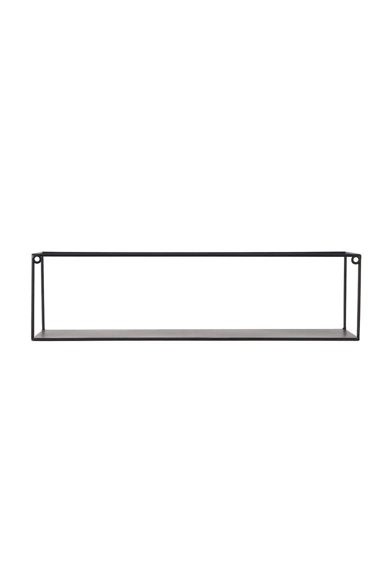 Black Metal Modern Wall Shelf - Set of 2, Alternate, color, BLACK
