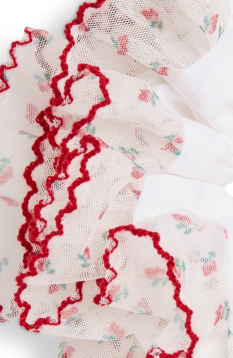 L. Erickson Cassia Floral Scrunchie, Alternate, color, White/ Red