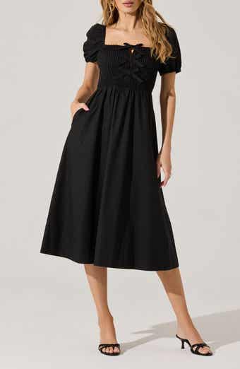 ASTR the Label Bow Detail Smock Bodice Cotton Blend Dress
