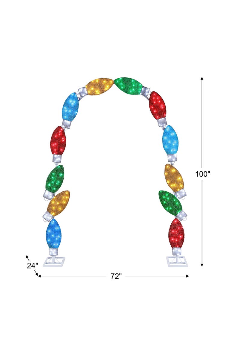 8 ft. Illuminated Tinsel C9 Bulb Arch, Alternate, color, Multicolor