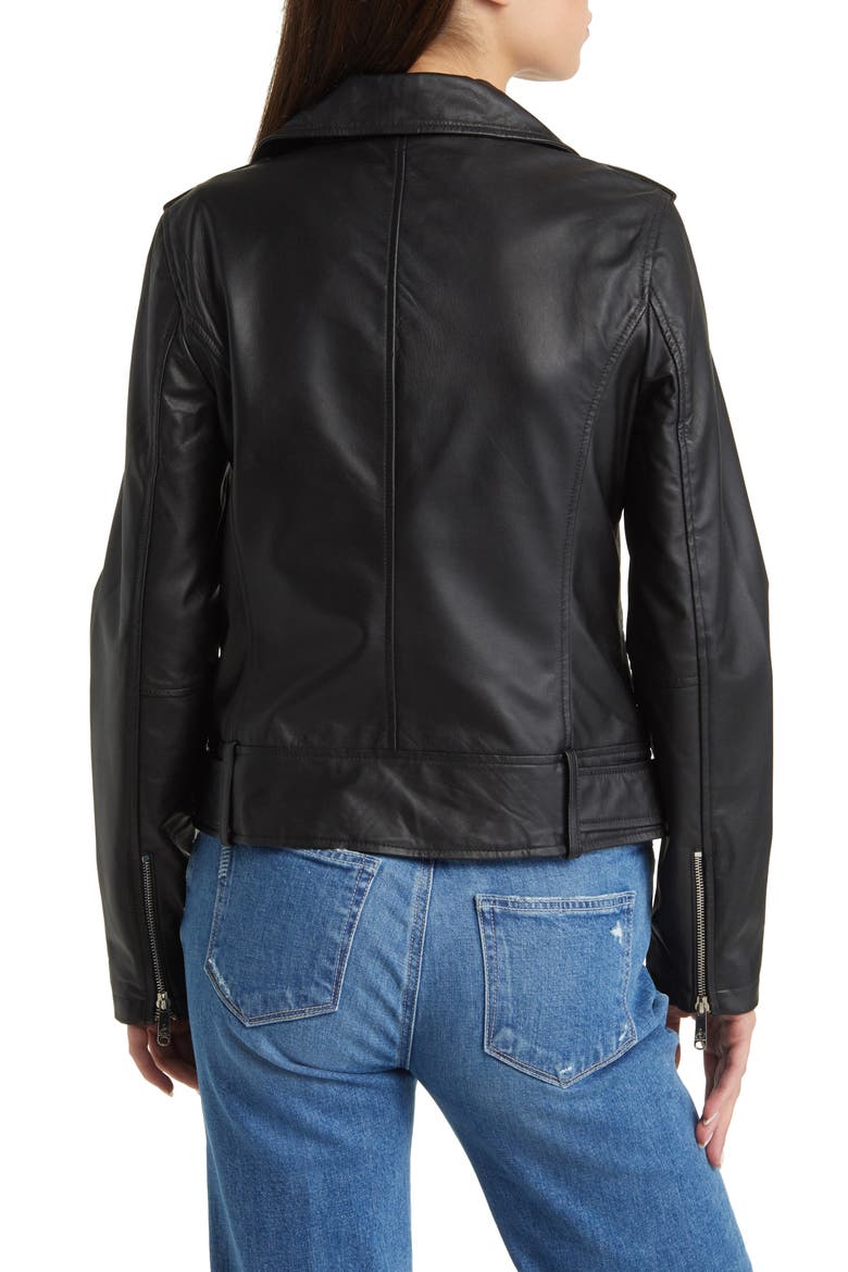 Lambskin Moto Jacket, Alternate, color, BLACK