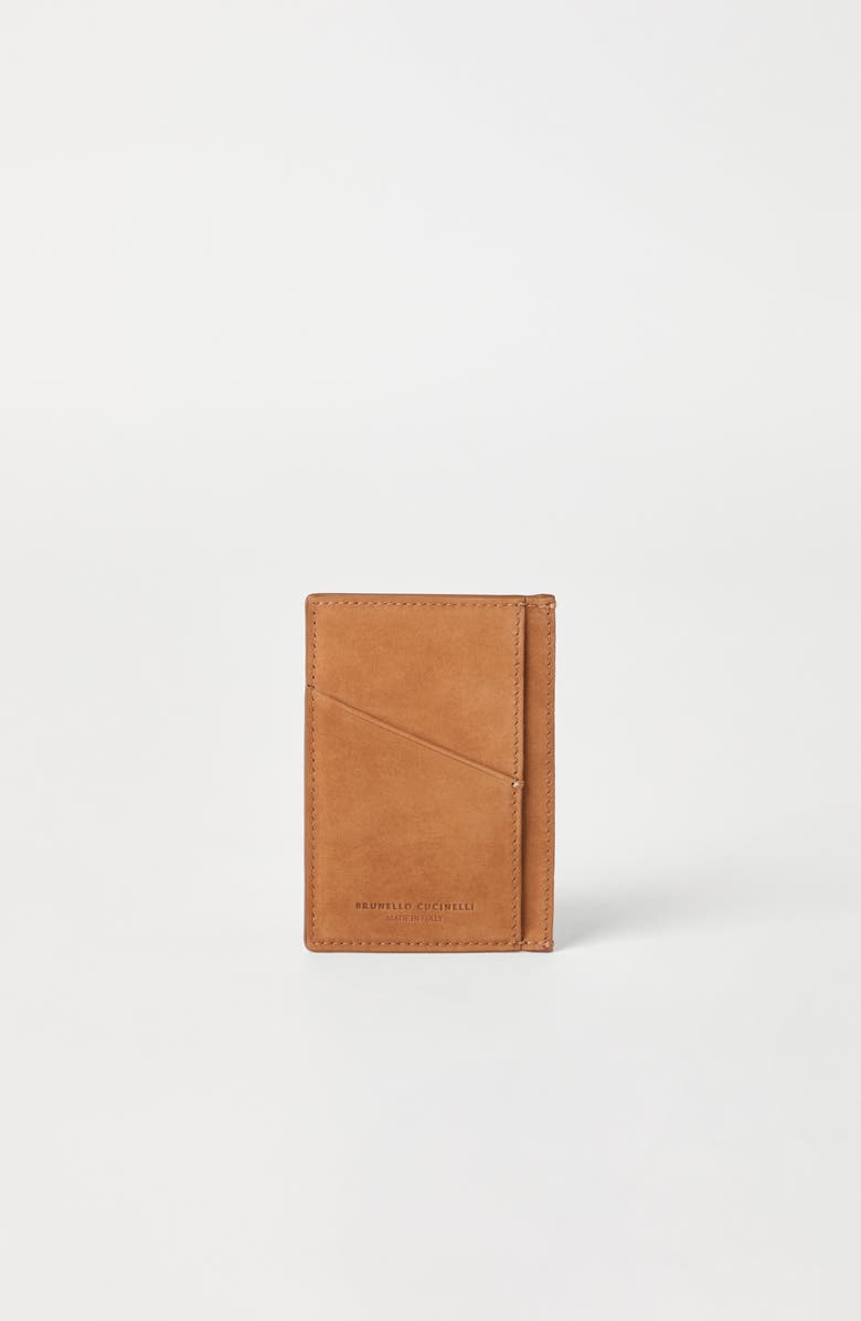 Brunello Cucinelli Nubuck card holder, Alternate, color, Natural