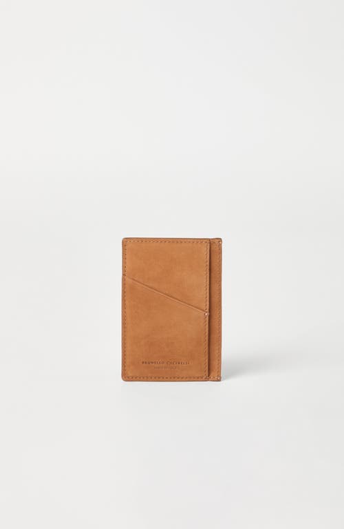 Brunello Cucinelli Nubuck Card Holder In Brown