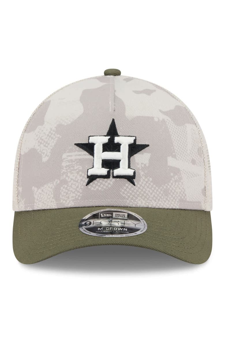 New Era Men's New Era Light Beige/Olive Houston Astros 2025 Armed Forces Day 9FORTY M-Crown A-Frame Adjustable Hat, Alternate, color, Light Beige