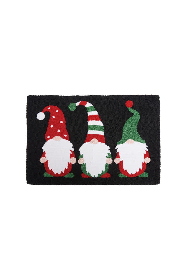 Christmas Themed Gnome Triplets Indoor Accent Rug 2 x 3 ft., Main, color, Black