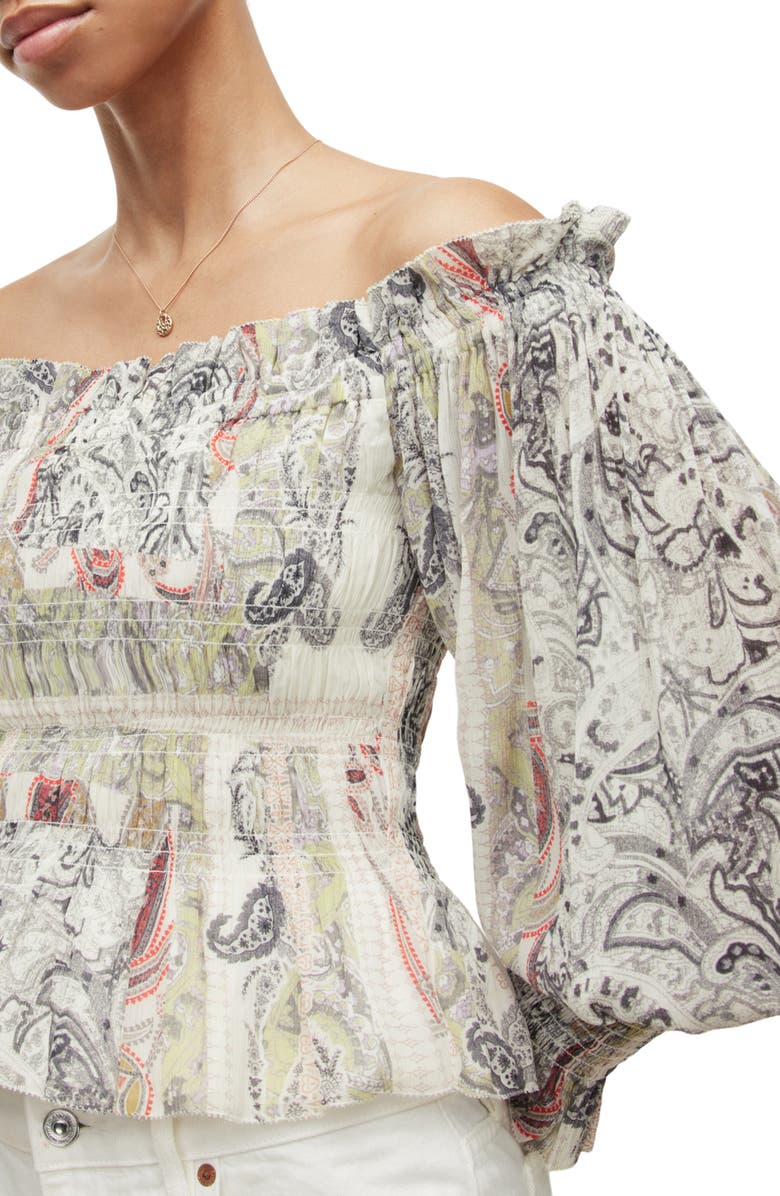 AllSaints Lara Makutu Off the Shoulder Top, Alternate, color, 