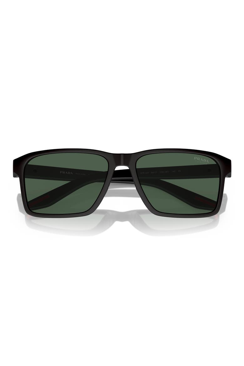 58mm Rectangular Sunglasses, Main, color, BLACK GREEN