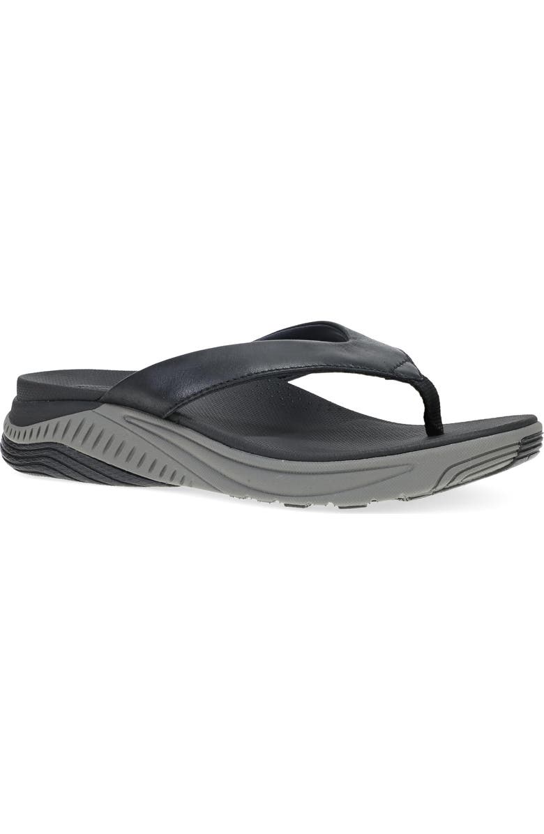 Dansko Rosemary Platform Flip Flop, Main, color, Black Calf