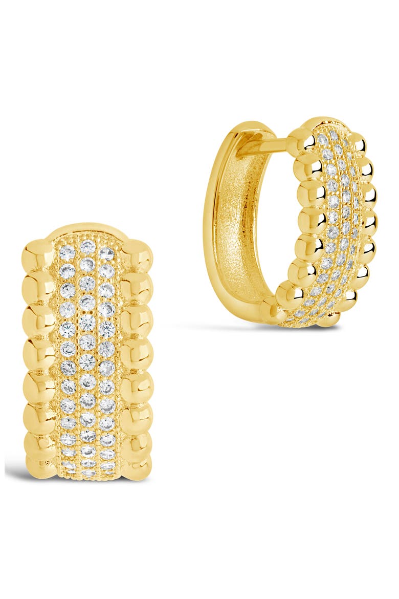 Ellerie Cubic Zirconia Micro Hoop Earrings, Main, color, GOLD
