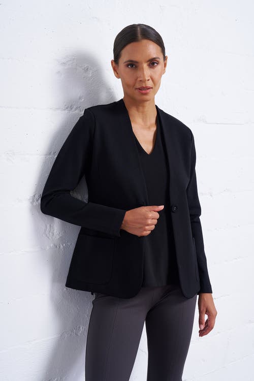 Franne Golde Perfect Ponte Collarless Fitted Stretch Blazer