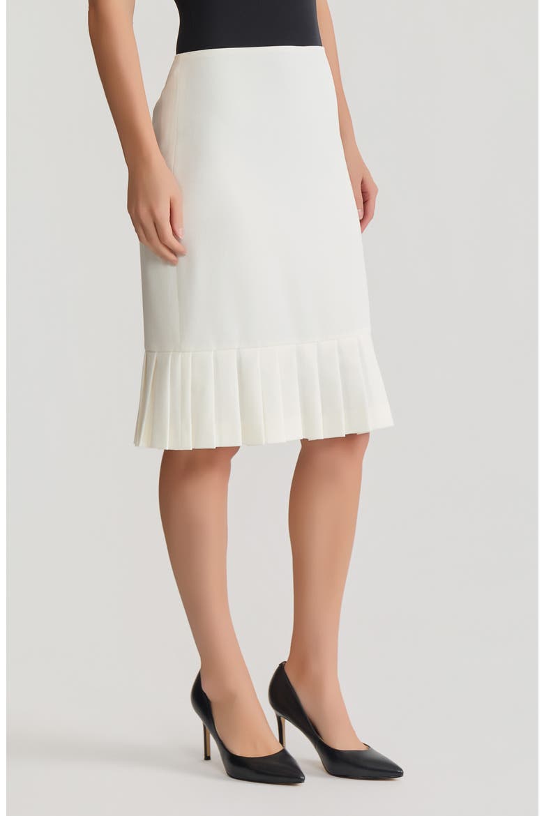 Pleated Hem Pencil Skirt, Alternate, color, VANILLA ICE