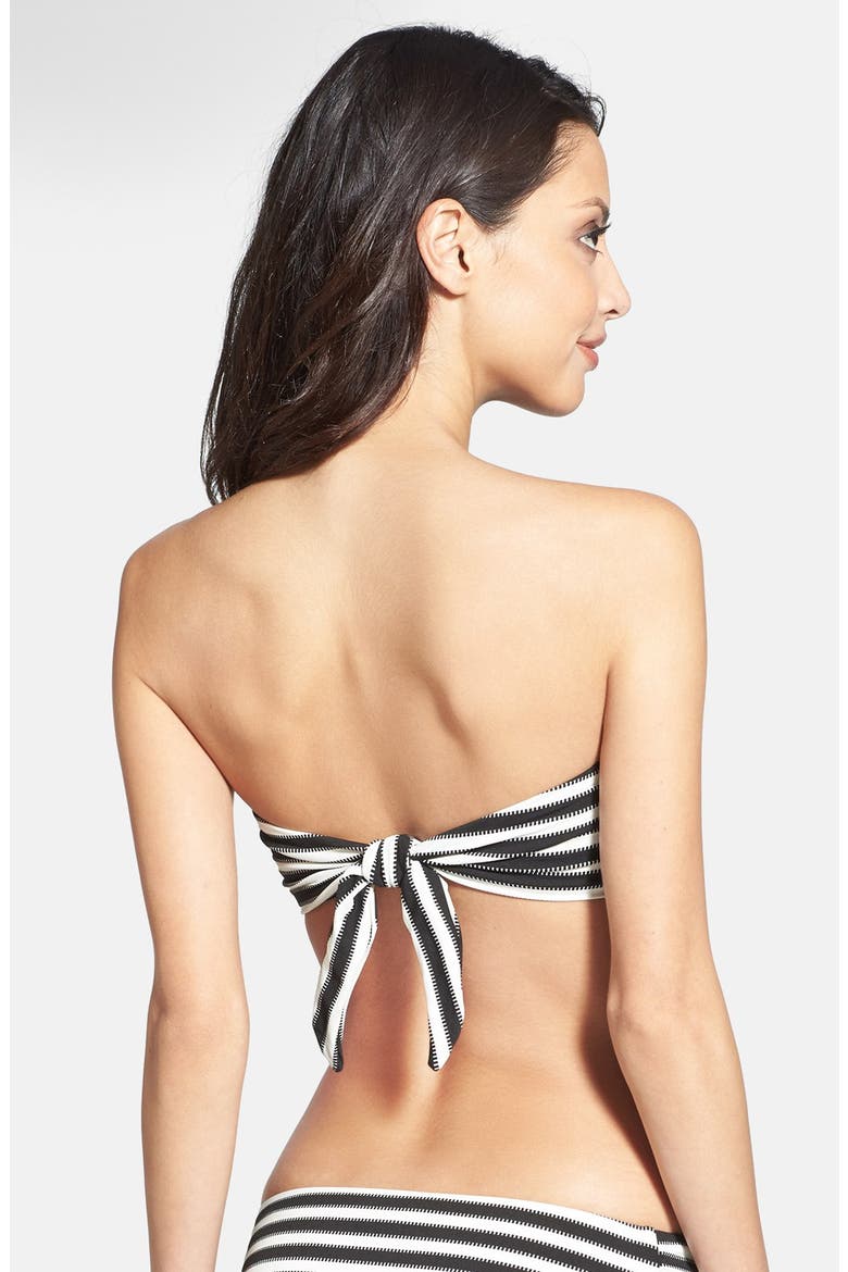 'Bianca' Mitered Stripe Bandeau Bikini Top, Alternate, color, BLACK