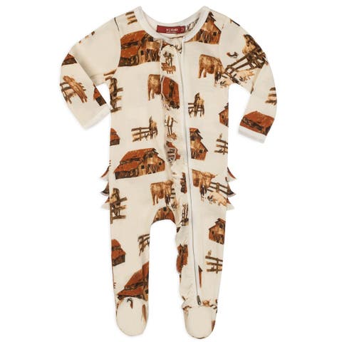 Organic Cotton Ruffle Zipper Footed Romper
