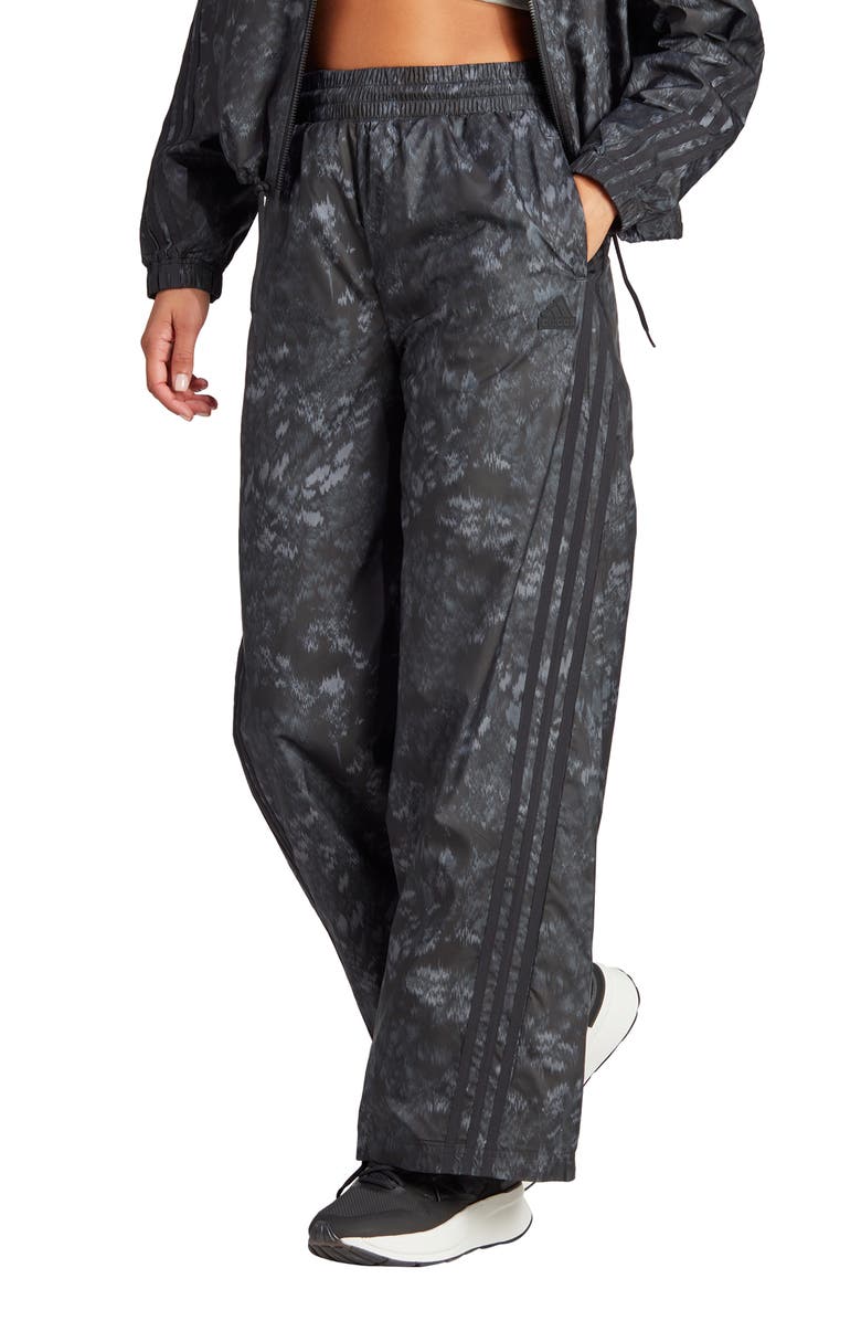 adidas 3-Stripes Woven Wide Leg Pants, Main, color, Black/ Black