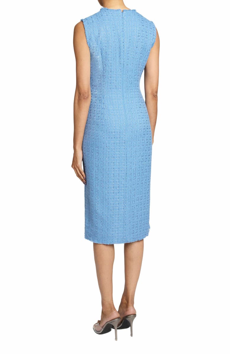 Santorelli CAMI Sleeveless Sheath Dress with Skirt Ruffle in Luxury Tweed, Alternate, color, Marine Blue