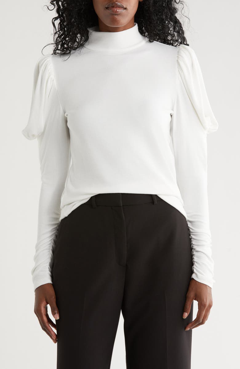 Rebecca Taylor Drape Mock Neck Top, Main, color, Ivory
