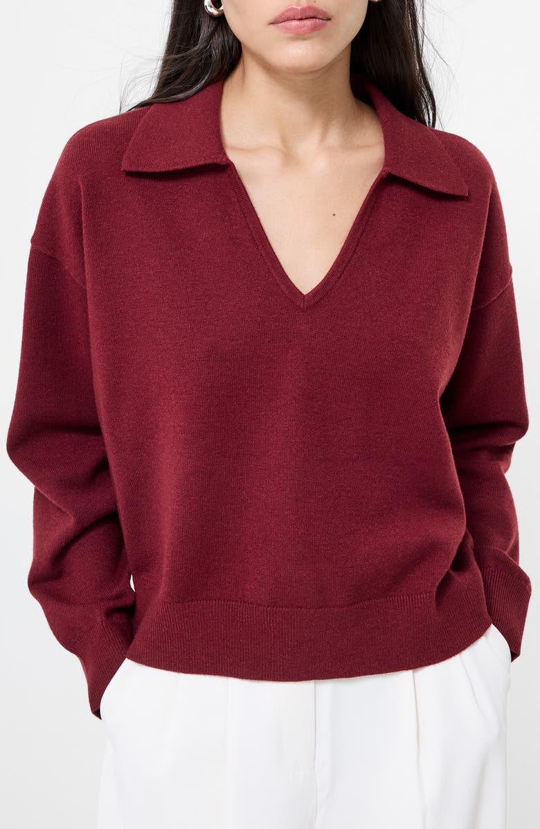 French Connection Sloane Johnny Collar Pullover, Main, color, 50-Cabernet