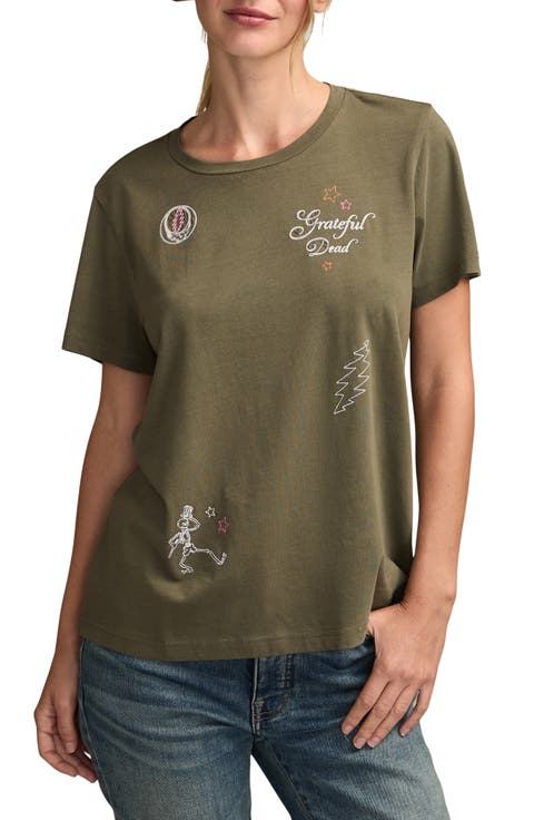 Grateful Dead Embroidered Cotton T-Shirt