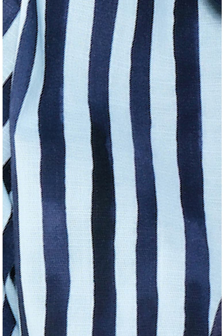Olivia Tie Neck Linen Blend Shirt, Alternate, color, HERITAGE STRIPES MINI BLUE