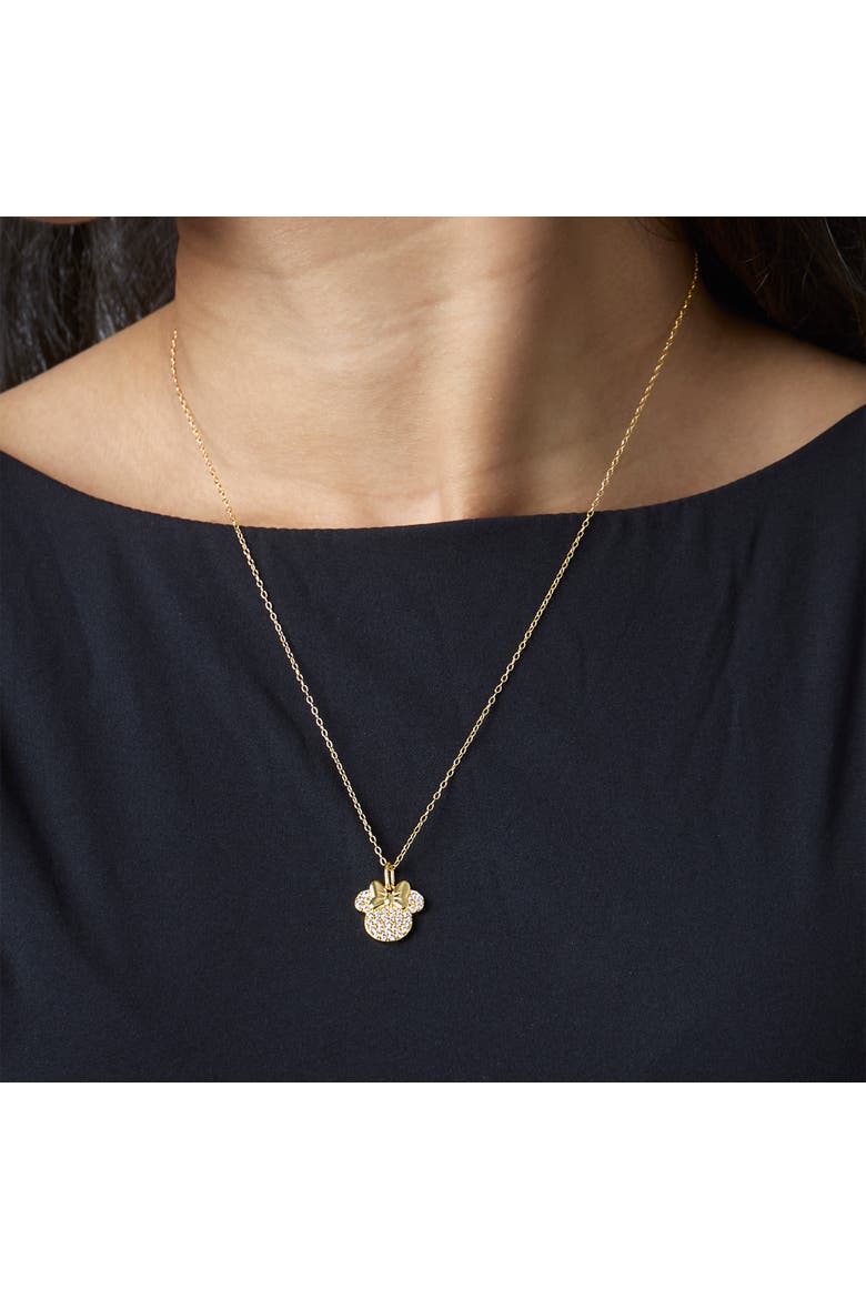 Minnie Mouse Necklace for Women 18" Official License, Cubic Zirconia, Alternate, color, Metallic Gold