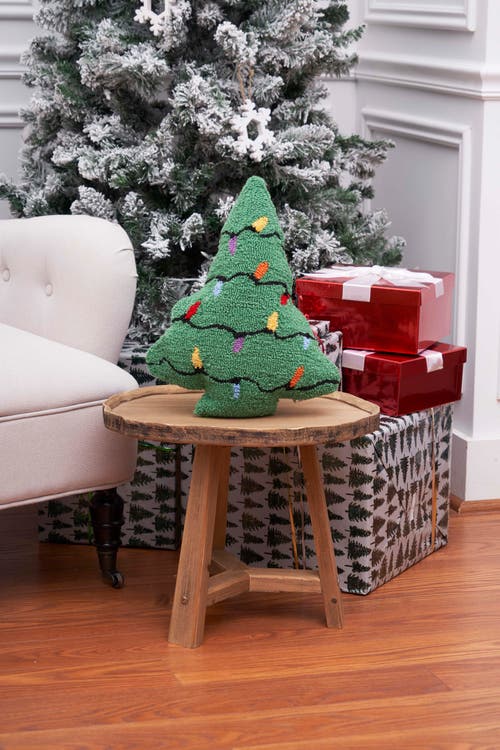 C & F Home C&f Home Christmas Tree Shaped Hooked Pillow In Green