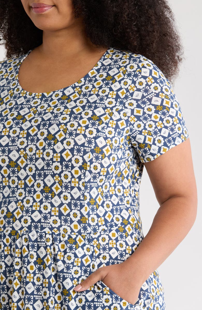 Seasalt Cornwall Enor Abstract Print Organic Cotton T-Shirt Dress, Alternate, color, Potters Marks Squall