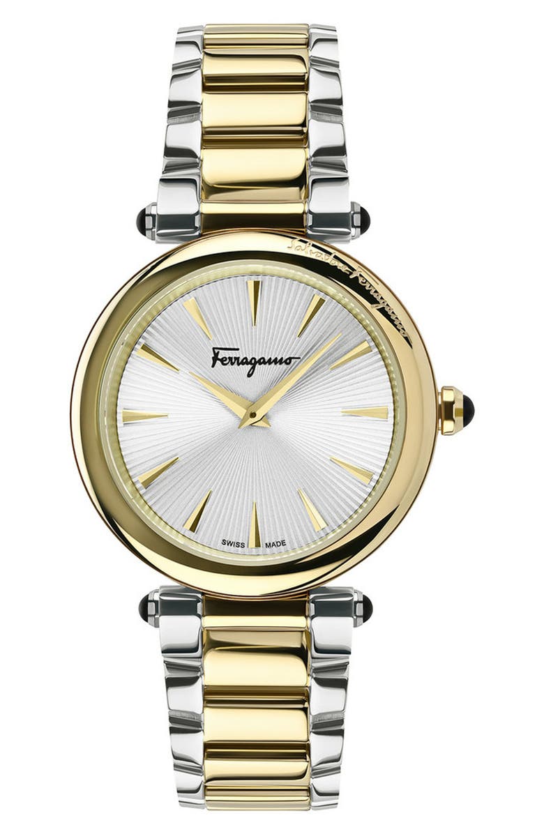 FERRAGAMO Idillio Two-Tone Bracelet Watch, 36mm, Main, color, Two Tone Gold/Silver